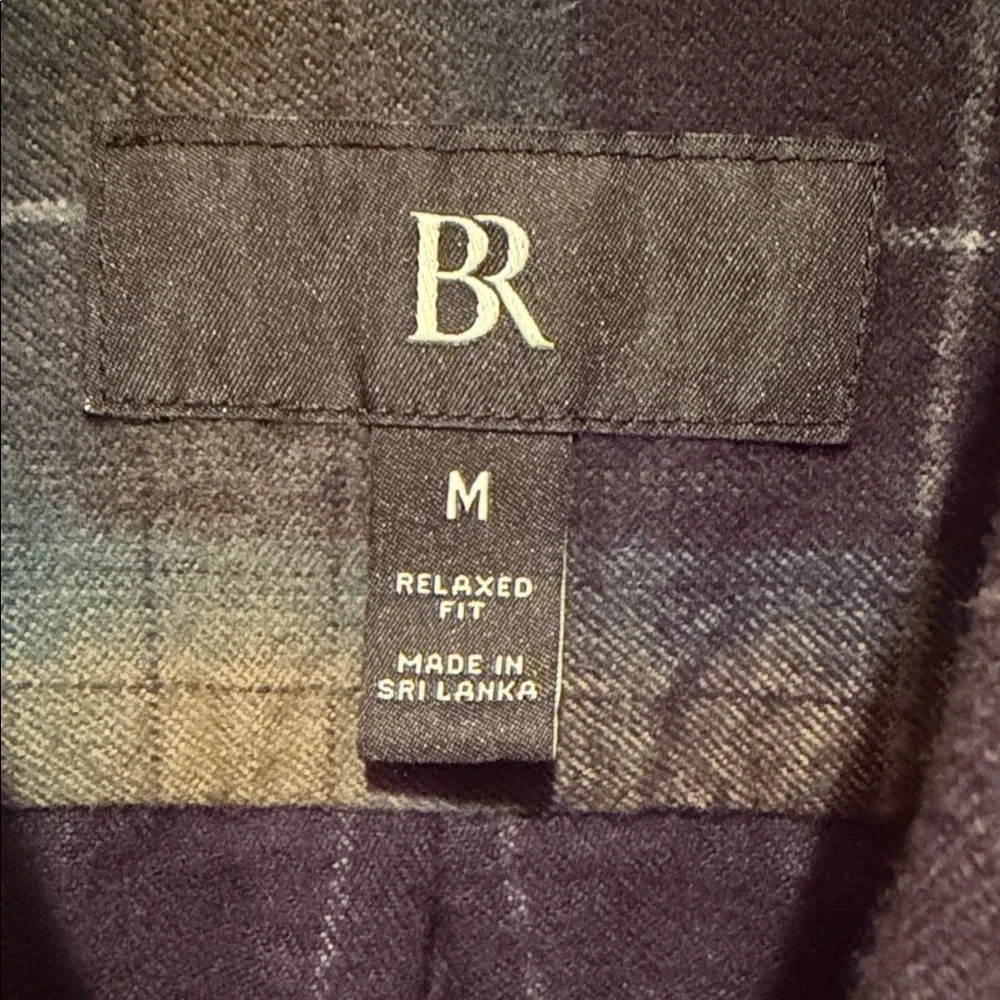Banana Republic Plaid Flannel Shirt M Relaxed Fit Blue Green Cotton